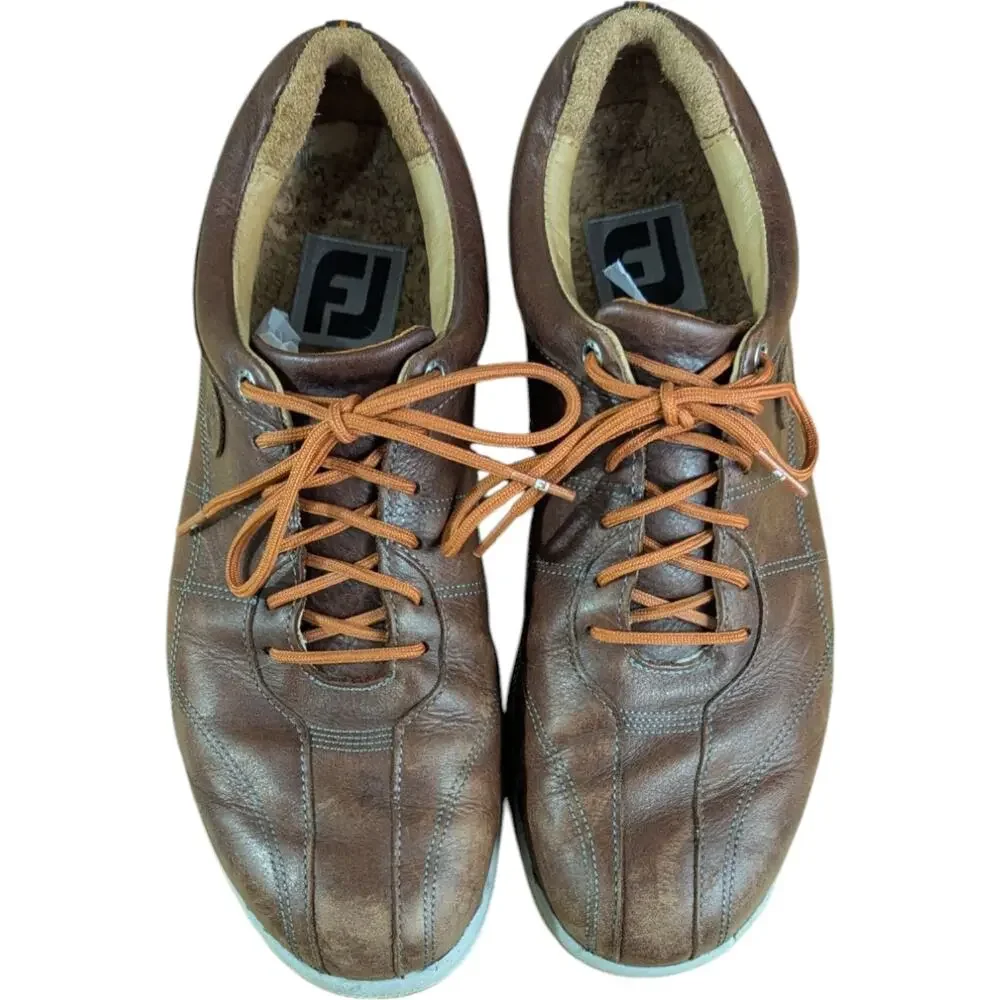 FOOTJOY FJ VERSALUXE Spikeless Golf Shoes Size 9.5 M Brown 57253 Orange